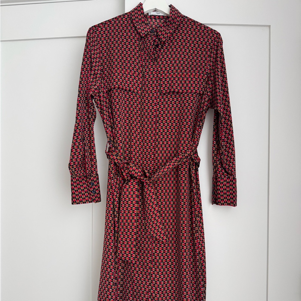Mango Elegant Red and Black Patterned Dress